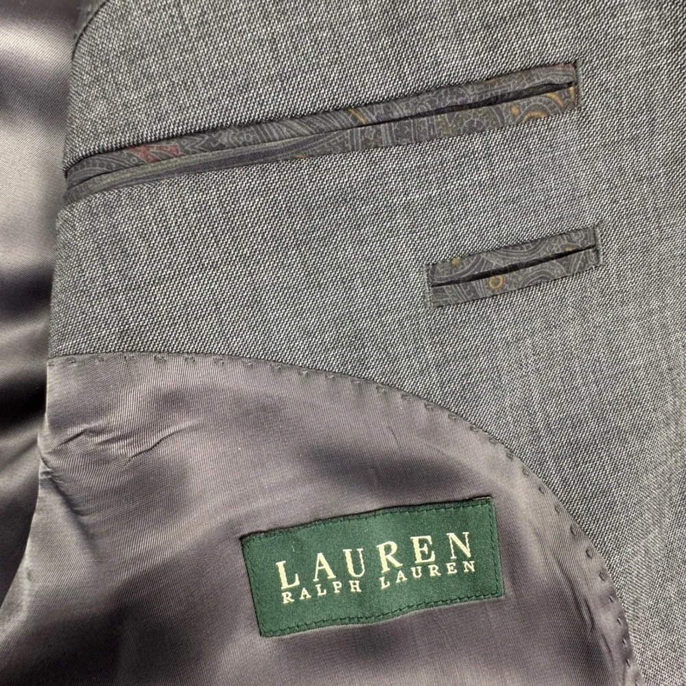 Lauren Ralph Lauren Mens Grey‎ 100% Wool Two Button Classic Sport Coat Size 42L